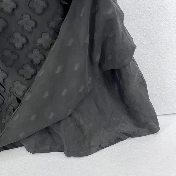 Cartise knee length sleeveless little black dress chiffon cape sleeves sz 12 - Picture 8 of 10